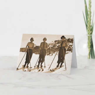 Cartão Vintage Retro Women Skiing 'Ski Bums 1942'