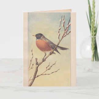 Cartão Vintage Robin Greeting Card