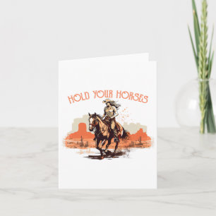 Cartão Vintage Rodeo Cowboy Segura Seus Cavalos Horseback