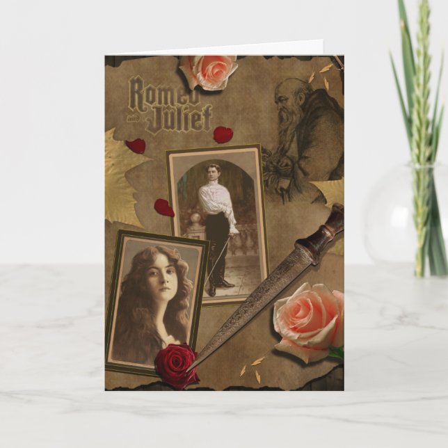 Cartão Vintage Romeu e Juliet Scrapbook Greeting Card (Frente)