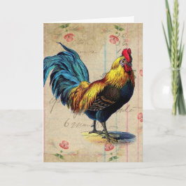 Cartão Vintage Rooster, Birthday