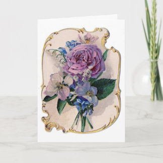 Cartão Vintage Rose and Lily of the Valley