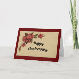 Cartão Vintage Roses Anniversary Card
