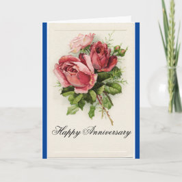 Cartão Vintage Roses Happy Anniversary