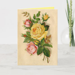 Cartão Vintage Roses Thank-You Greeting Card