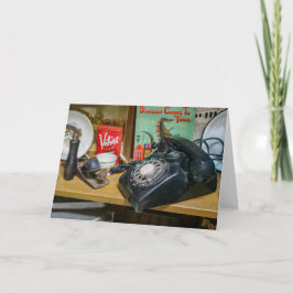 Cartão Vintage Rotular Telefone Estático