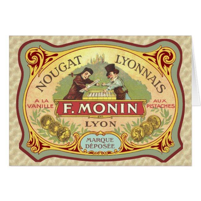 Cartão Vintage - Rótulo Francês de Doces (Frente Horizontal)