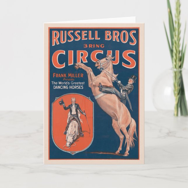 Cartão Vintage Russell Brothers Circus Poster. (Frente)