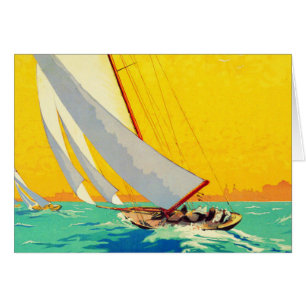 Cartão Vintage Sail Boats Viagem francês