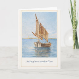 Cartão Vintage Sailboat Birthday Card • Coastal Nautical 