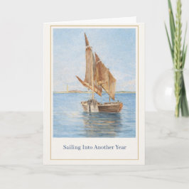 Cartão Vintage Sailboat Birthday Card • Coastal Nautical 