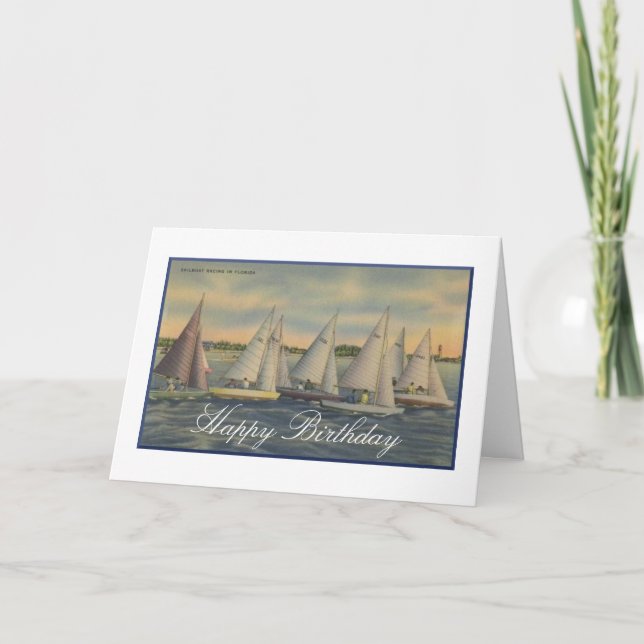 Cartão Vintage Sailing Happy Birthday Card (Frente)