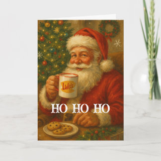 Cartão Vintage Santa Drinking Cocoa Christmas Card