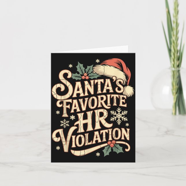 Cartão Vintage Sarcastic Retro Hr Violation Christmas Off (Frente)