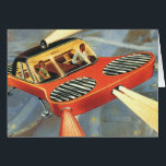 Cartão Vintage Science Ficting Carro Voador Futurístico<br><div class="desc">Imagem de vintage: viagem de ficção científica futurista e imagem de transporte. Um casal andando em um carro voador à noite com os faróis acesos. Parece um velho carro da polícia com a luz giratória no topo do telhado. Um clássico design de ficção científica de quadrinhos retrógrados do 50 do...</div>