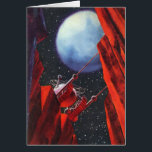 Cartão Vintage Science Fiction, Canyon Space Moon Rover<br><div class="desc">Ilustração vintage: planetas futuristas de ficção científica e imagem espacial. Uma vista de um cânion profundo olhando para cima em direção a um veículo de exploração espacial com uma lua grande e estrelas no céu noturno. Um clássico design de quadrinhos retrô de ficção científica.</div>