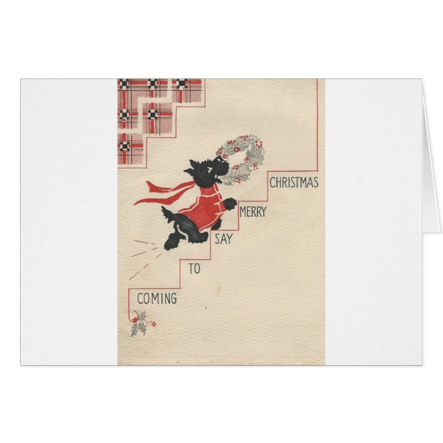 Cartão Vintage Scottie Felry Christmas (Frente Horizontal)