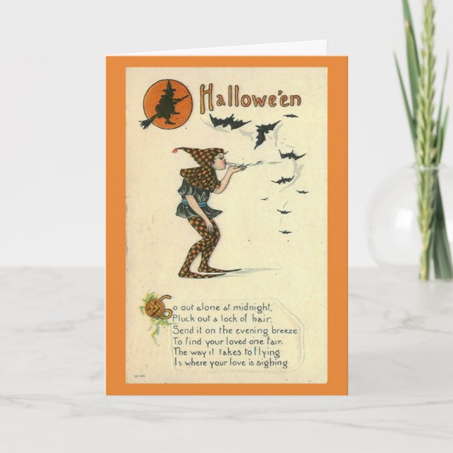 Cartão Vintage - Searching for Love on Halloween, (Frente)