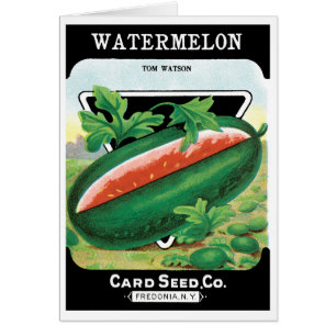 Cartão Vintage Seed Packet Label Art, Watermelons Fruta