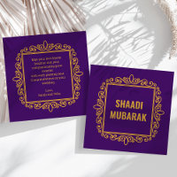 Cartão Vintage Shaadi Mubarak Roxo Ornamentado