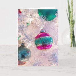 Cartão Vintage Shiny Brite Ornaments on White Tree Card