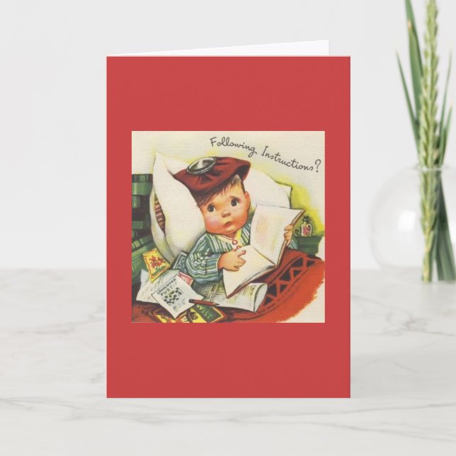 Cartão Vintage Siga As Instruções. (Frente)