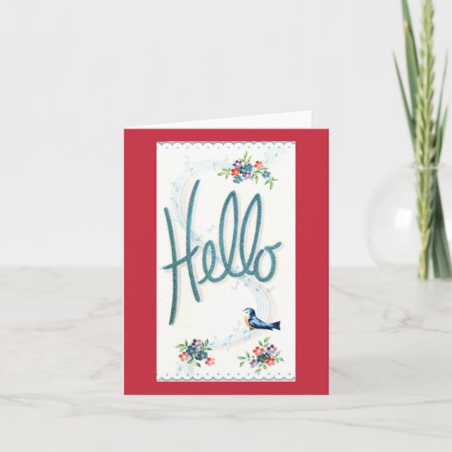 Cartão Vintage Singing Bird Hello Card (Frente)