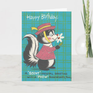 Cartão Vintage Skunk Happy Birthday