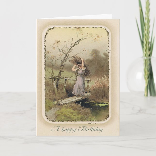 Cartão Vintage Snarky Birthday Card com Garota Trabalhand (Frente)