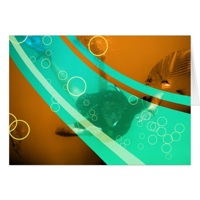 Cartão vintage snorkeler (Frente horizontal)