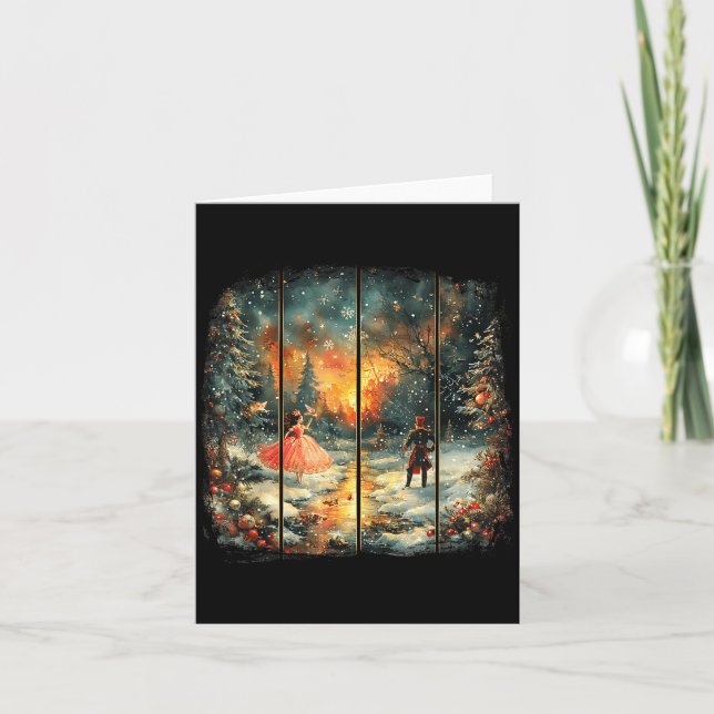 Cartão Vintage Snow Globe Nutcracker Christmas Coquette  (Frente)