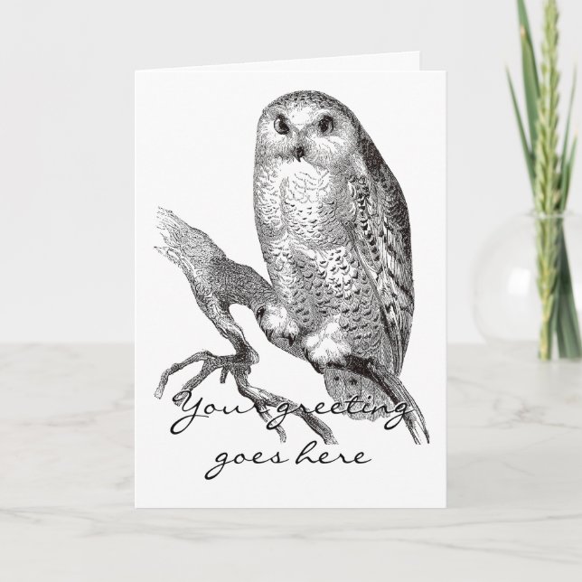 Cartão Vintage Snowy Owl Greeting Card (Frente)