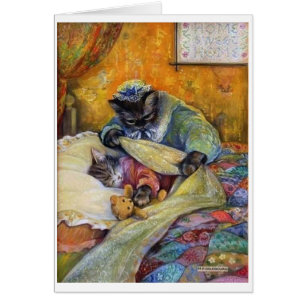 Cartão Vintage - sono firmemente, gatinho,