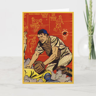 Cartão Vintage Sports Baseball Catcher
