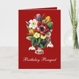 Cartão Vintage Spring Flowers Buquê Aniversário