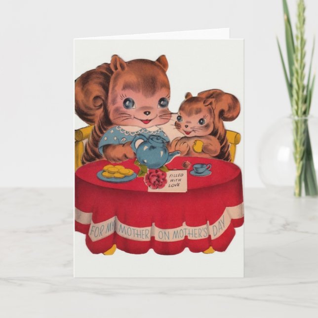 Cartão Vintage Squirrel Mother's Day Greeting Card (Frente)