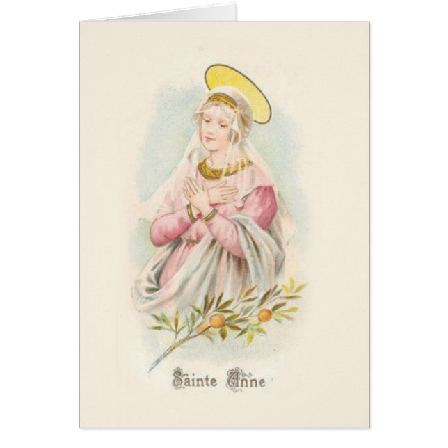 Cartão Vintage St. Anne Grandmother of Jesus Prayer (Frente)