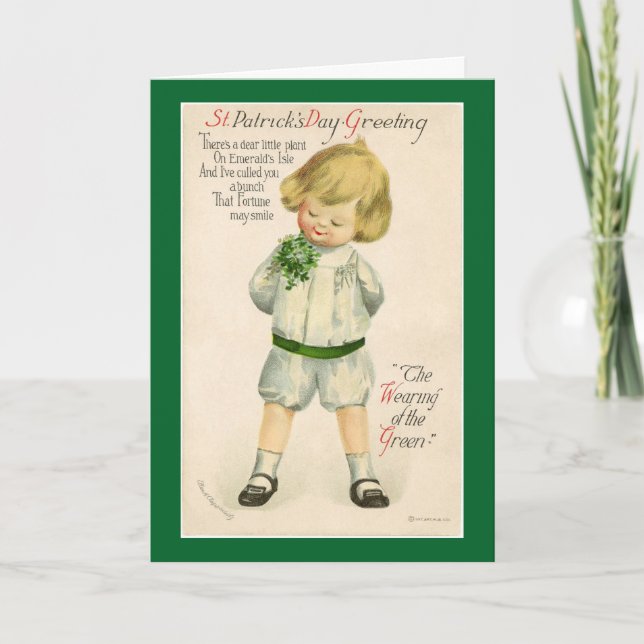 Cartão Vintage St. Patrick's Day Child (Frente)