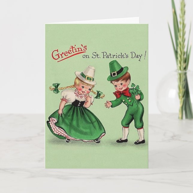 Cartão Vintage St. Patrick's Day Greeting Card (Frente)