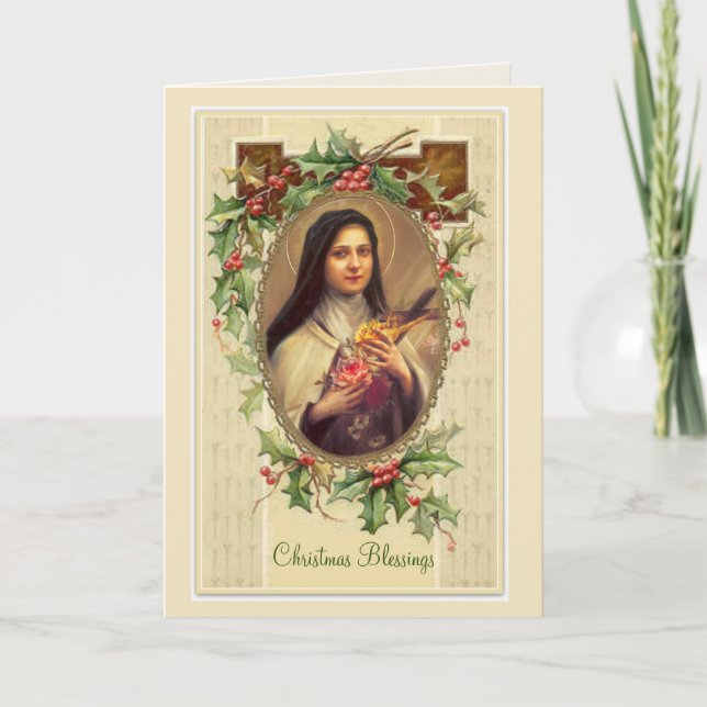 Cartão Vintage St. Therese Christmas Blessing (Frente)