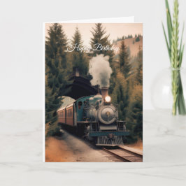 Cartão Vintage Steam Engine Train Happy Birthday
