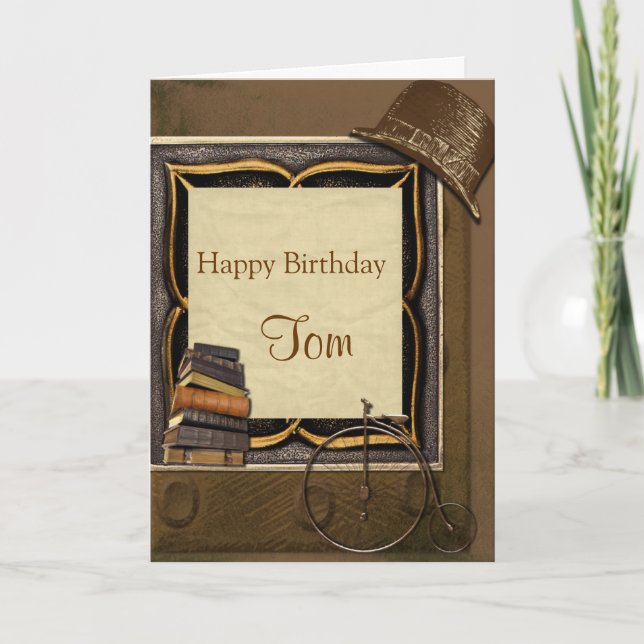 Cartão Vintage Steampunk Collage Birthday (Frente)