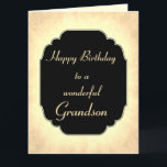 Cartão Vintage style Birthday Grandson<br><div class="desc">Cartão de Boas-Vindas para o na moda e Chic Happy Birthday.</div>