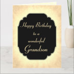 Cartão Vintage style Birthday Grandson<br><div class="desc">Cartão de Boas-Vindas para o na moda e Chic Happy Birthday.</div>