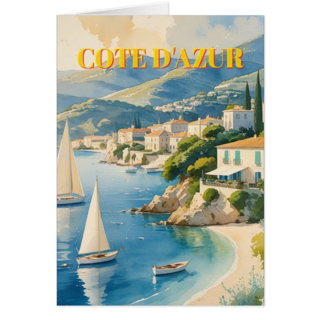 Cartão Vintage Style Cote D'Azur - Viagem Francesa (Frente)