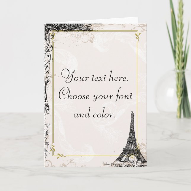 Cartão Vintage Style Eiffel Tower Cards (Frente)