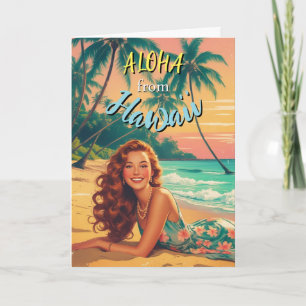 Cartão Vintage Style Havaiano Viagem Aloha, do Havaí