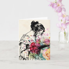 Cartão Vintage style Lady Read Book Card