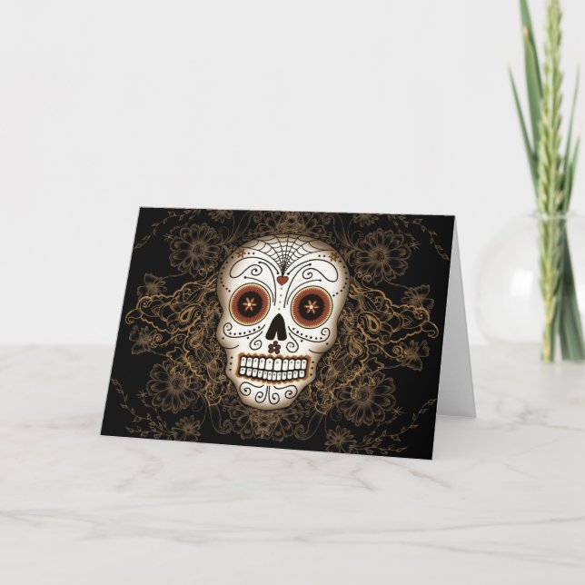 Cartão Vintage Sugar Skull Card (Frente)