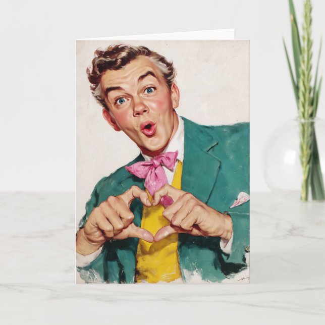 Cartão Vintage Surprise Heart Gesture (Frente)